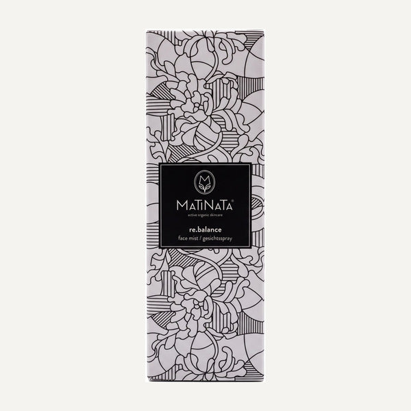 Matinata re.balance face mist 100 ml, certified organic – bottle with its recycled-paper box