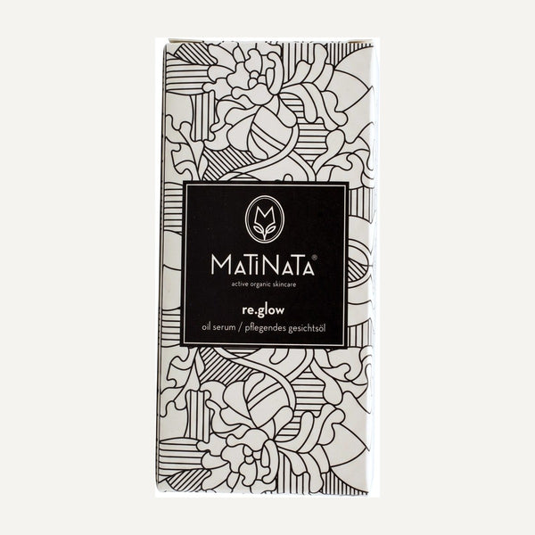 Matinata re.glow face oil serum 30 ml, certified organic – bottle with its recycled-paper box