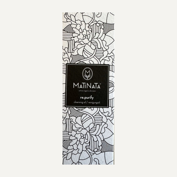 Matinata re.purify cleansing oil 100 ml, certified organic – bottle with its recycled-paper box